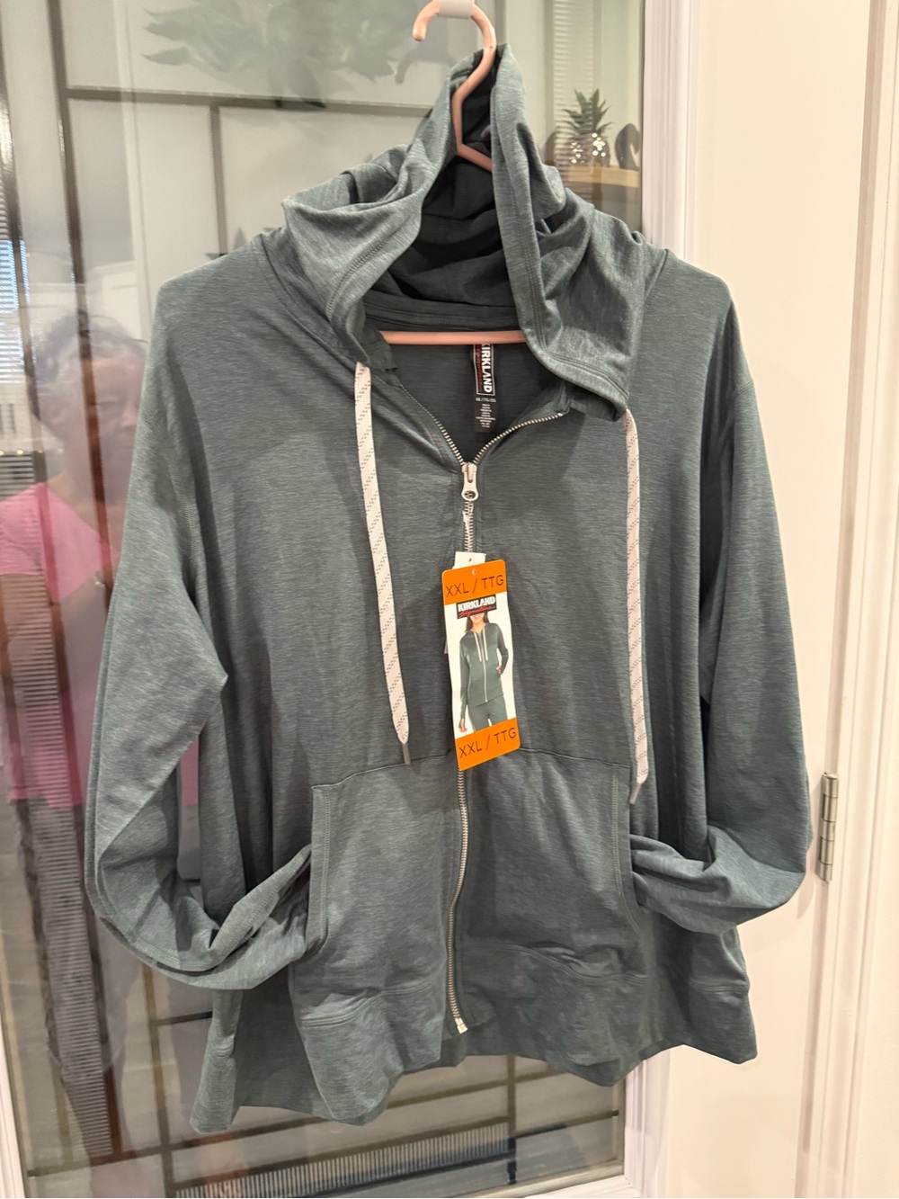 Kirkland Signature Heathered Sage Green Full-Zip Hoodie Jacket